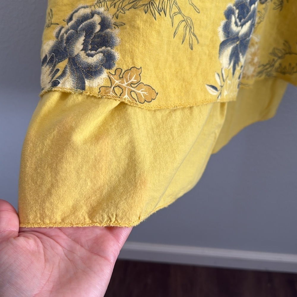 Yellow Tiered Floral Sleeveless Dress Made in Italy - Picture 7 of 10